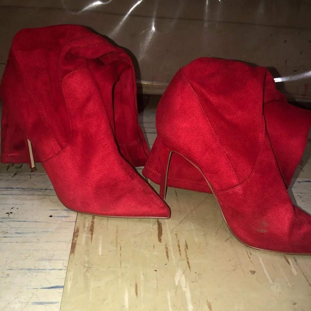 Steve Madden Red Dominique Over-the-Knee Pointed Stiletto Boots